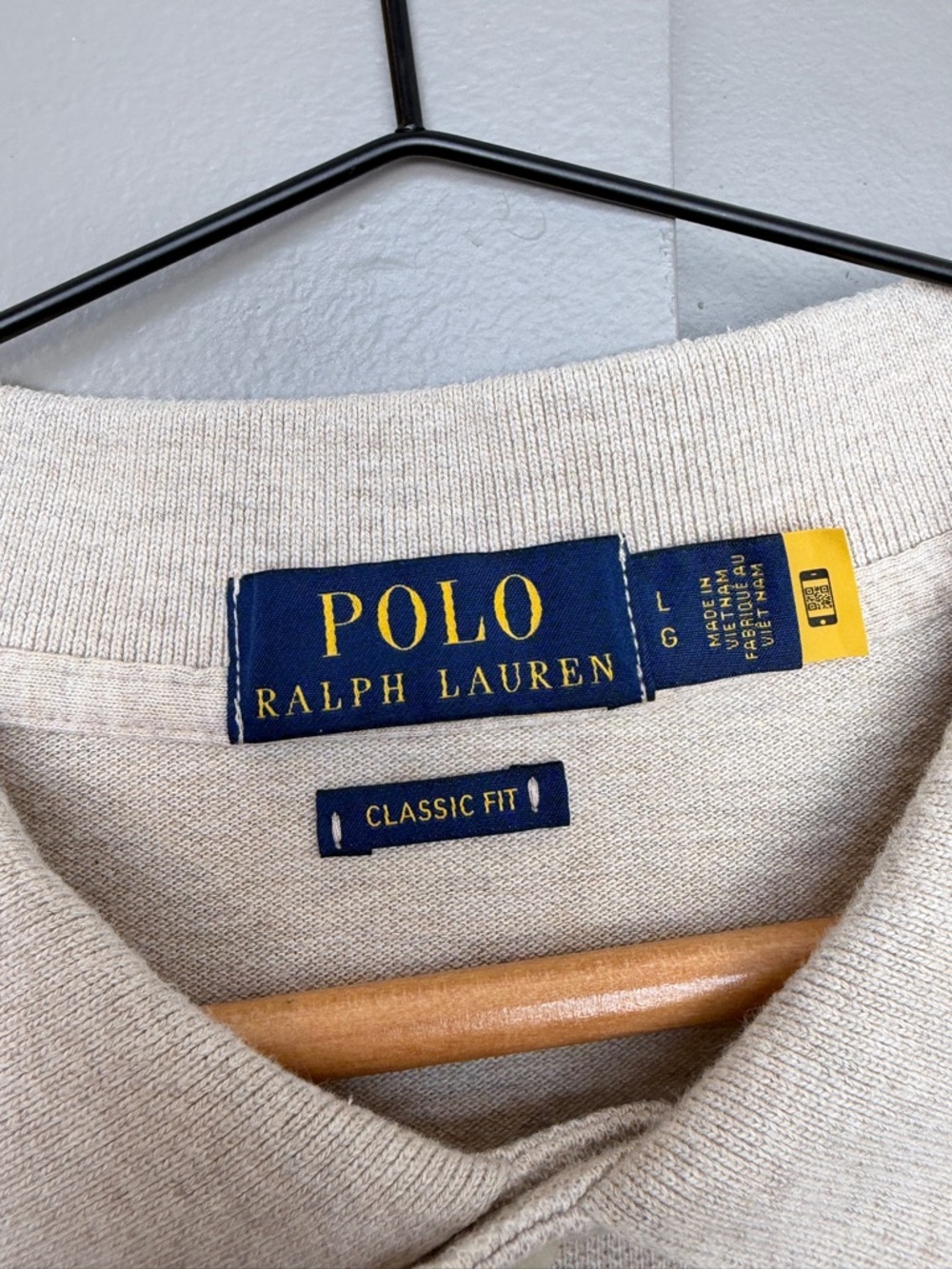 Polo Ralph Lauren Beige Long Sleeve Polo Shirt Classic Fit Size L - Picture 3 of 8